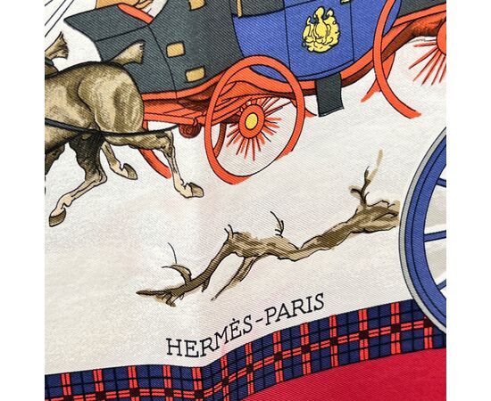 Hermes Foulard Vintage in Seta Col. L'Hiver En Poste