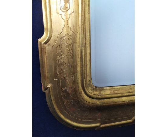 Grande specchiera a vassoio in legno dorato - Italia XIX sec.