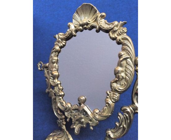 Specchio da tavolo in bronzo dorato - Italia metà XX sec.