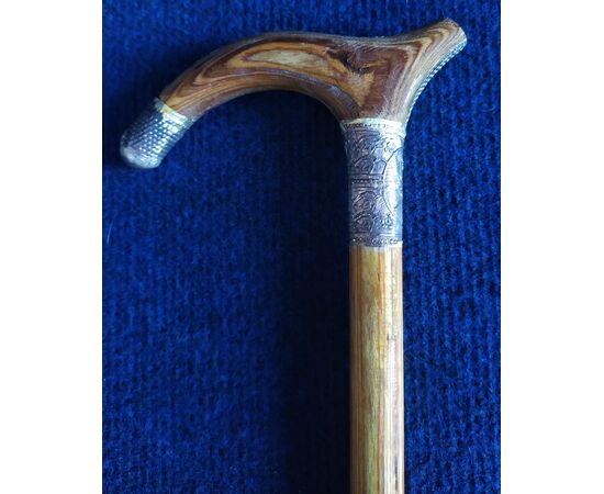 Walking stick in wood and embossed foil - 1920s     