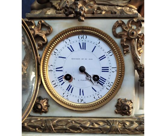 Large Napoleon III clock in marble and gilt bronze -Bourdin- France 19th century     