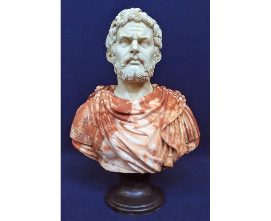 Large bust in polychrome marble &quot;Caracalla&quot; - cm 80 h - Italy early 20th century.     