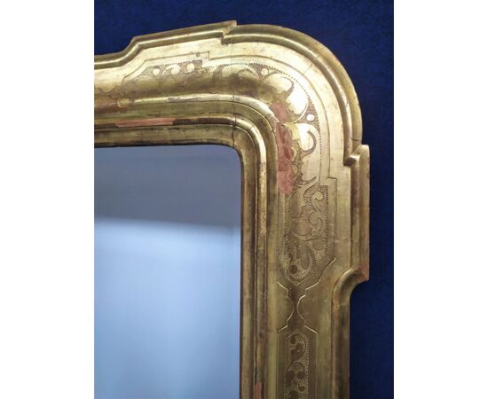 Large tray mirror in gilded wood - Italy 19th century     