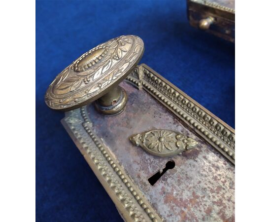 Pair of large locks with chiseled brass handles - France 19th century     