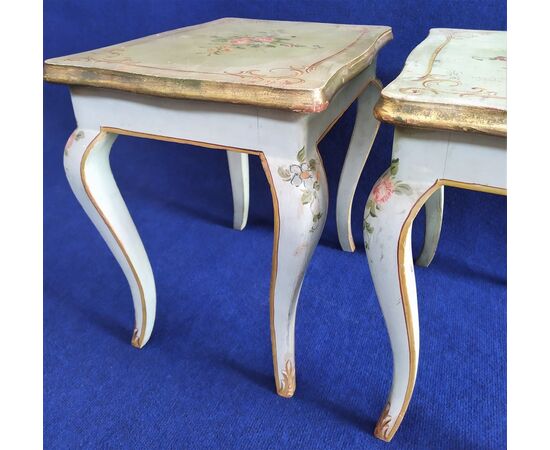 Pair of coffee tables in green lacquered wood - Genoa early 20th century     
