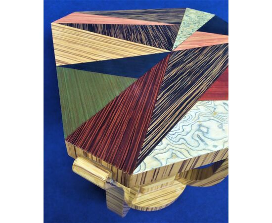 Art Deco style square coffee table in briar - patchwork geometries     