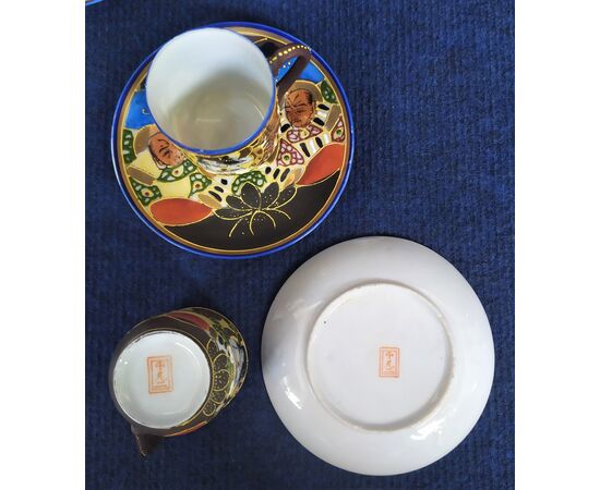 Servizio da caffè in porcellana satsuma policroma - 15 pz - Giappone XX sec.