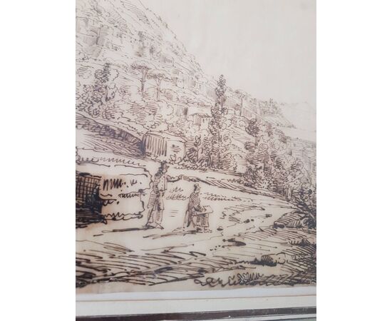 The pier of Castellammare, drawing in china     
