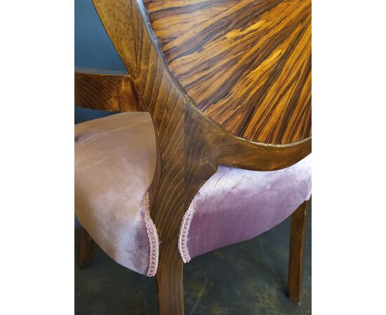 Pair of armchairs in briar and purple velvet - 20th century     