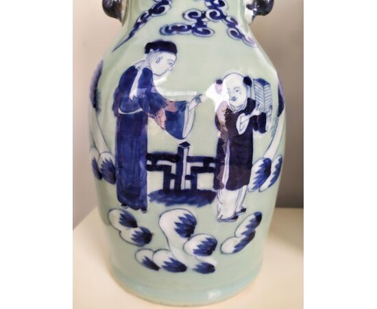 2 vasi in porcellana Celadon - h 34 cm - Cina XIX sec.