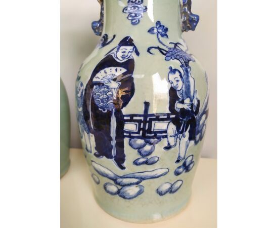 2 Celadon porcelain vases - h 34 cm - China 19th century     