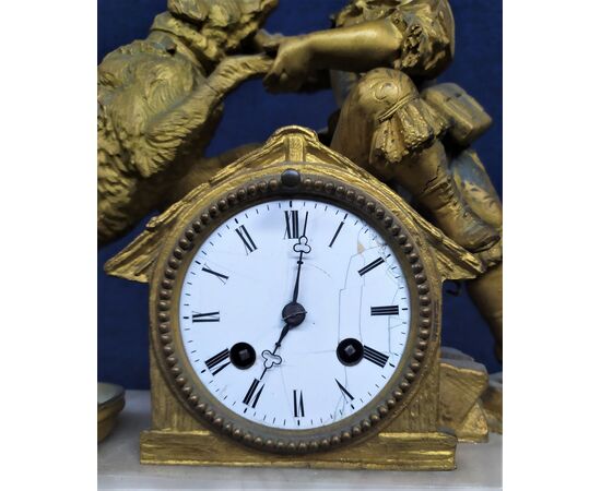 Grande orologio da tavolo in bronzo e alabastro -Ph. Mourey- Francia XIX sec.