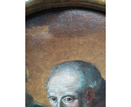 Dipinto ovale olio su tela "Frate con crocefisso" - scuola piemontese XVIII sec.