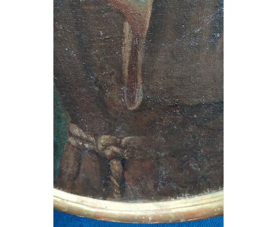 Oval oil painting on canvas &quot;Friar with crucifix&quot; - Piedmontese school XVIII century.     