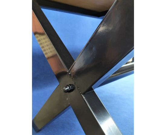 Grande scrivania design in radica e metallo nero - XX sec.