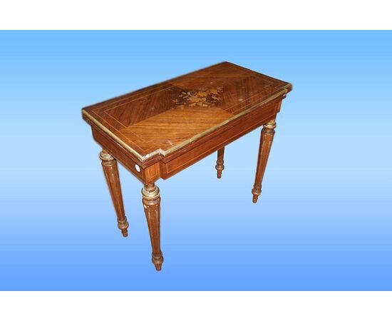 Tavolino da gioco francese stile Luigi XVI in palissandro del 1800