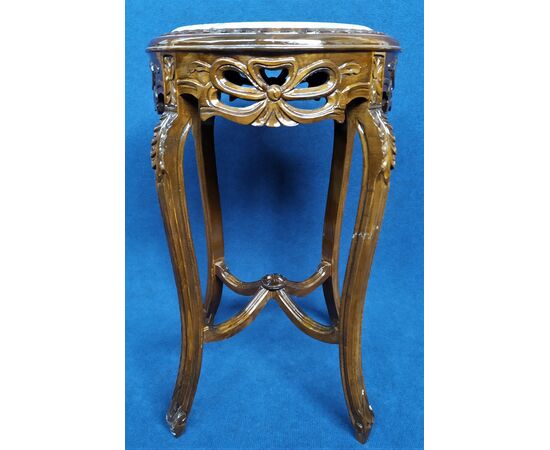 Tavolino in legno lucido con top in marmo - Italia XX sec.