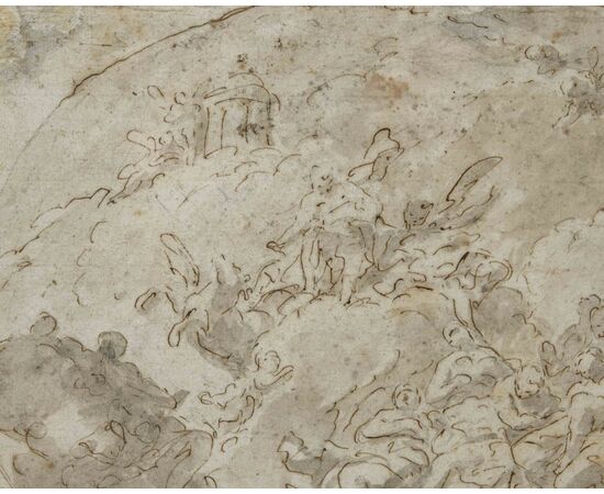 XVIII secolo  Bozzetto per soffitto raffigurante apoteosi