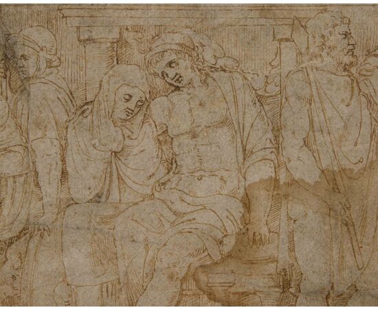 XVI secolo, Scuola di Polidoro da Caravaggio (1492 - 1543), Bozzetto con studio per fregio