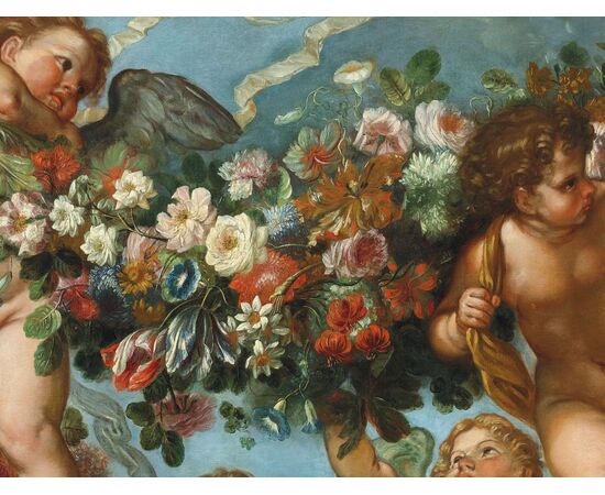 Carlo Maratta e Franz Werner Von Tamm  "Putti con ghirlande di fiori ".
