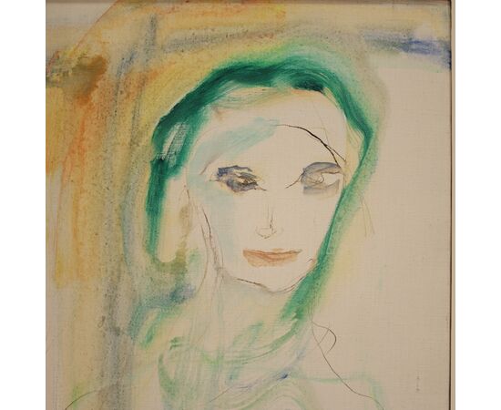 Dipinto ritratto femminile del XX secolo