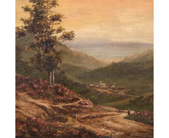 Piccolo dipinto paesaggio romantico anni 20'