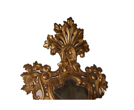 Specchiera spagnola del 1700 dorata foglia oro