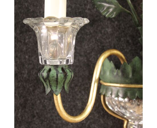 Elegante applique italiana in cristallo e metallo