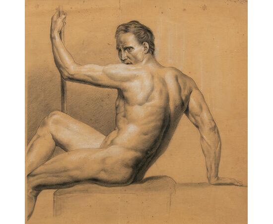 Pittore italiano (XIX-XX sec.) - Nudo maschile accademico.