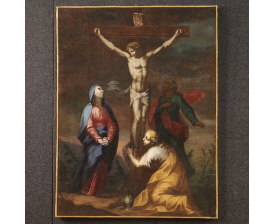 Dipinto italiano crocifissione del XVIII secolo