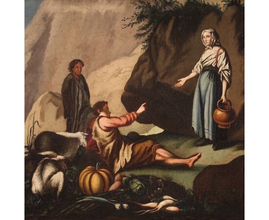 Antico dipinto scena pastorale del XVIII secolo