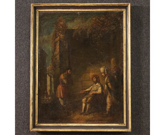 Antique painting the parable of the unfaithful farmer 17th century