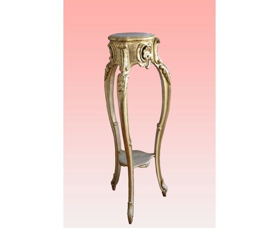 Tavolino alto Porta piante dorato foglia oro francese stile Luigi XV del 1800