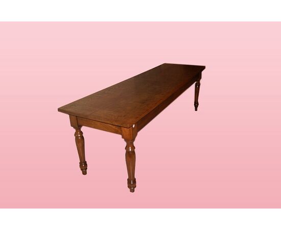 Grande tavolo rustico italiano del 1800 in legno di olmo