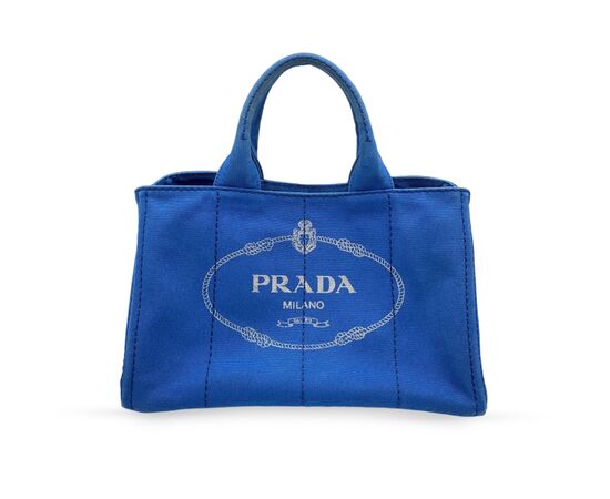 PRADA Borsa Shopper in Tela Col. Blu Canapa M
