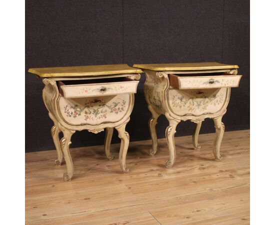 Pair of Venetian style lacquered bedside tables