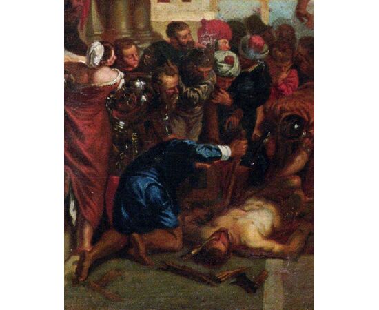 Stupendo dipinto olio su tela italiano del 1700 "Miracolo di San Marco" 