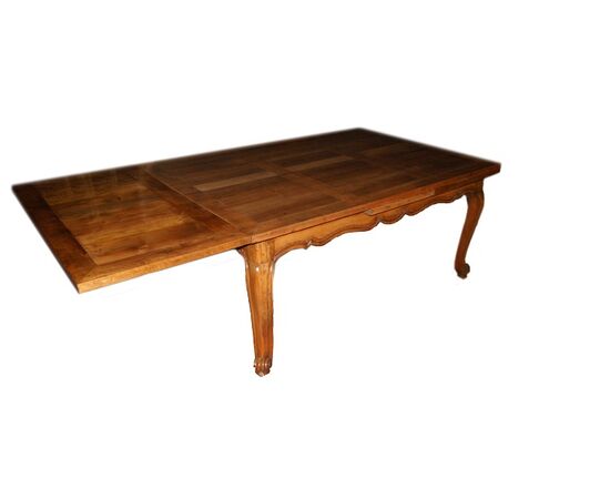 Grande tavolo allungabile rettangolare francese del 1800 stile Provenzale
