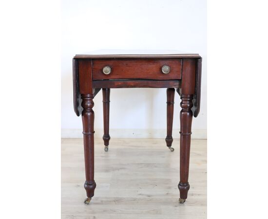 Tavolo antico a bandelle in mogano, XIX secolo PREZZO TRATTABILE