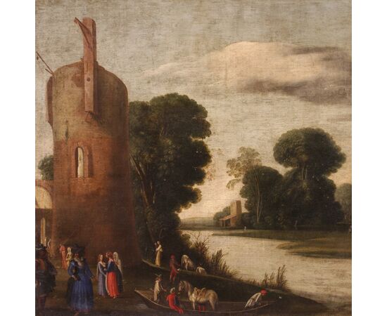 Paesaggio con figure della prima metà del XVIII secolo
