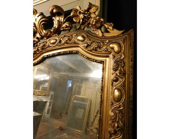 SPECC496 - Specchiera in legno dorata, epoca '800, cm L 140 x H 200