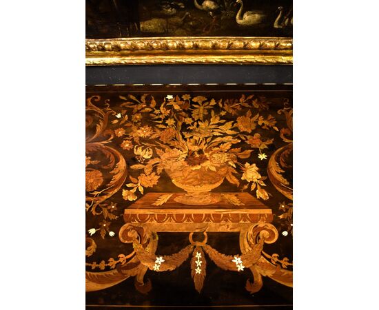 Tavolo/scrittoio Luigi XIV  intarsiato in avorio