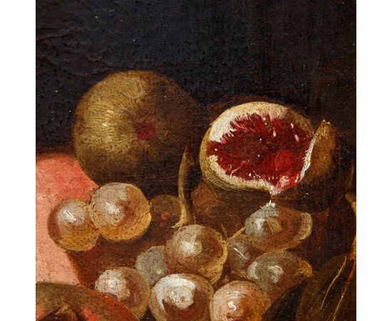 XVII secolo,  Natura Morta con uva mele e melograno