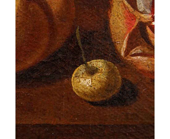 XVII secolo,  Natura Morta con uva mele e melograno