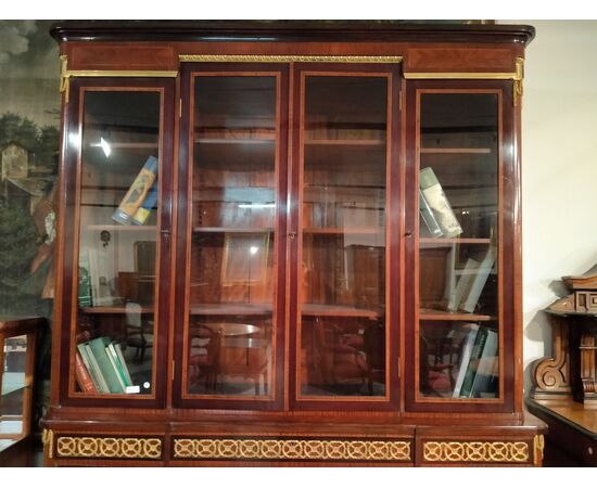 Splendida elegante libreria vetrina del 1800 francese stile Luigi XVI
