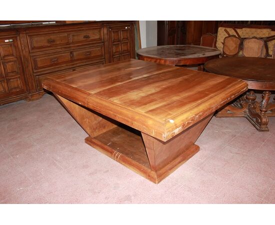 Tavolo allungabile rettangolare Decò di inizio 1900 in legno di noce