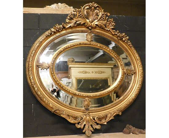 SPECC502 - Specchiera in legno dorato, epoca '800, cm L 125 x H 130
