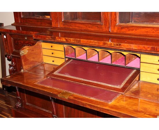 Grande Libreria Bookcase inglese in legno di mogano XIX secolo Stile Regency