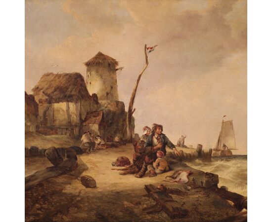 Grande dipinto marina della seconda metà del XIX secolo