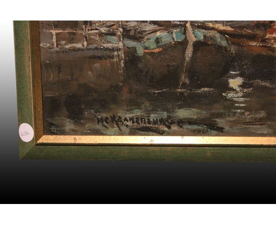Olio su tela Olandese firmato Hendrik Cornelis Kranenburg (1871-1948) inizio XX secolo